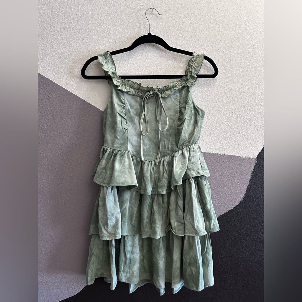 Vineyard Strolls Green Corset Mini Dress
